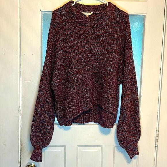 Time & Tru Women’s Burgundy Red Chunky Knit Oversized Pullover Sweater XL 16-18 - Picture 1 of 5